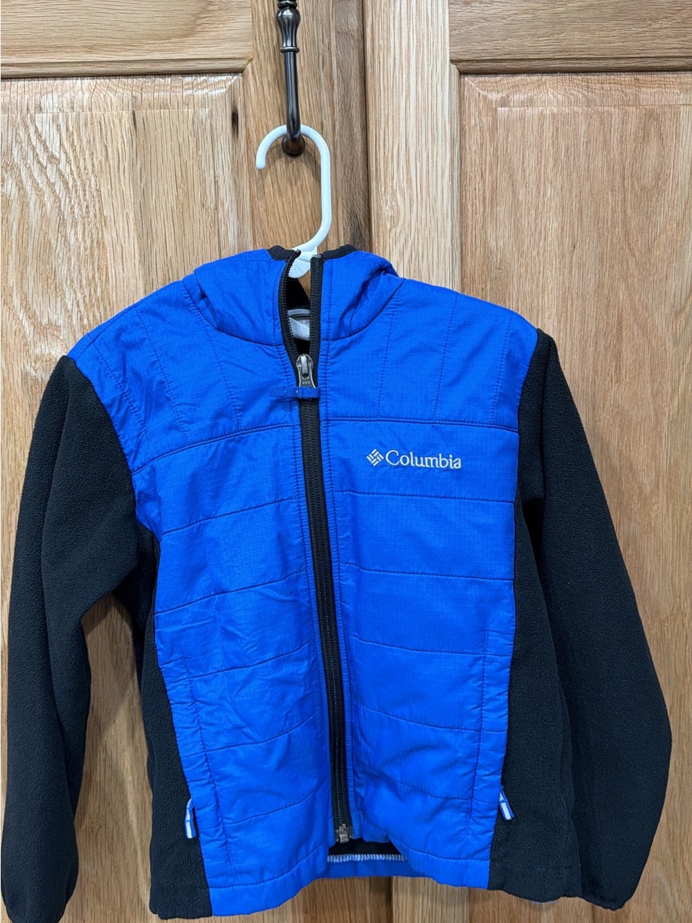 Columbia Blue and Black Kids Hooded Puffer Jacket